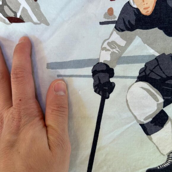 Pottery Barn Kids Organic Cotton Baseball Duvet Cover Twin "Vintage Hockey" - Picture 4 of 5
